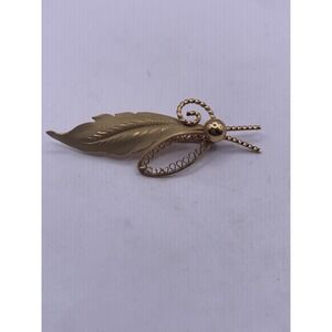 Vintage Curtis Creations Feather  Signed 12KT GF Brooch Mid Century Modern 418